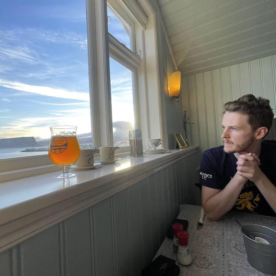 Pondering life at a local Icelandic restaurant, 2022