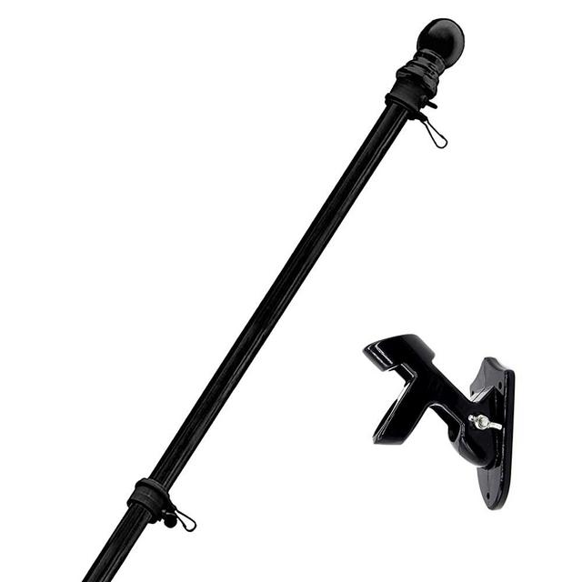 MIYA Flag Pole - 5FT Flagpole Kit for American Flag - Professional Metal Flag Pole for House Garden Yard - Residential or Commercial Flag Pole with Two-Position Bracket Black