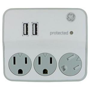 GE 2 - Port USB and 3 - Outlet Surge Protector Tap, 14512