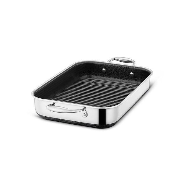HexClad Hybrid 13 x 9 Inch Rectangular Nonstick Roasting Pan with Rack, Dishwasher-Friendly, Oven-Safe Up to 900°F, Compatible with All Cooktops