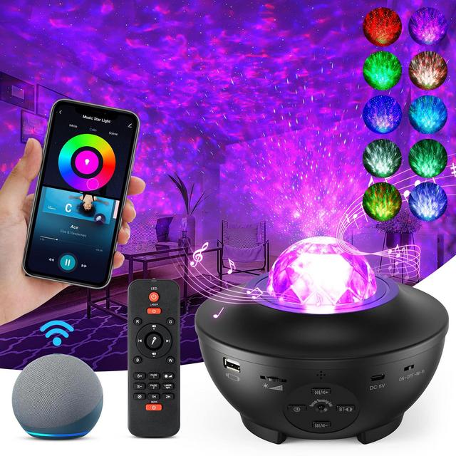 Galaxy Projector Star Projector, Star Light Projector for Bedroom with Music Speaker, Skylight Night Light with Timer 10 Color Effects, Alexa Google Assistant Control for Adults Kids
