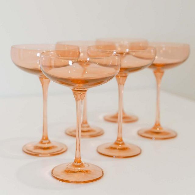 Estelle Colored Champagne Coupe Glass, Blush Pink, Set of 6
