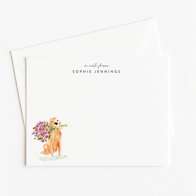 Golden Retriever Stationery, Personalized Dog Gift, Dog Note Card Set of 12