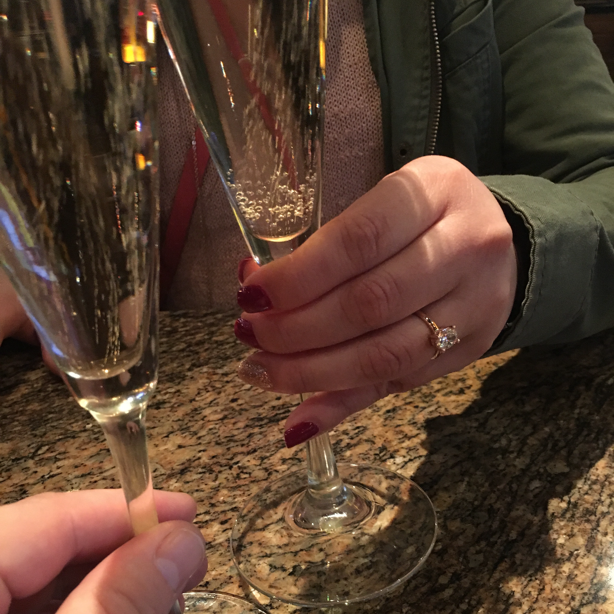 Our first 'cheers' after he proposed!