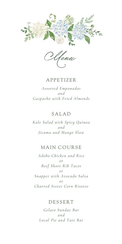 White Oval Wedding Menu - Speranza