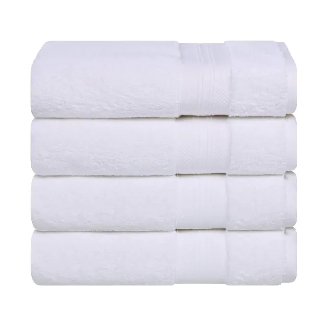Luxury Cotton Heavyweight Solid Plush Bath Towel Set of 4, White - Blue Nile Mills