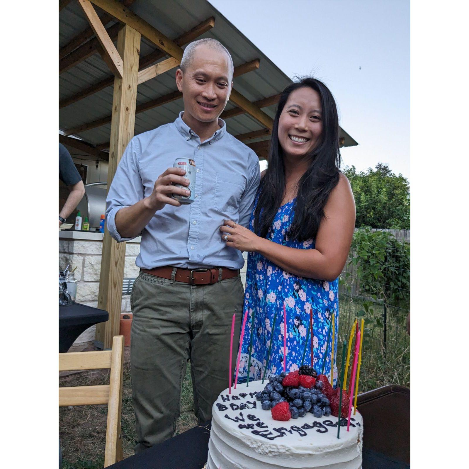 Engagement announcement at Linh's mom's 65th birthday