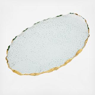 Frosted Gold Banded Oval Serving Platter