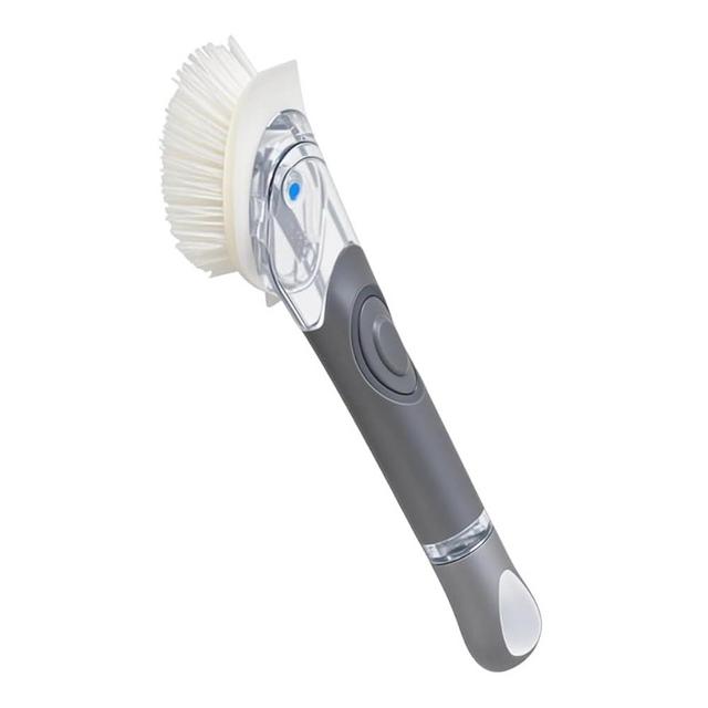 CELOX Dish Brush with Soap Dispenser for Cleaning Pots, Dishes, Bowls, Gray