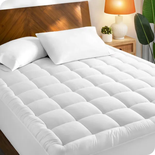 White Twin Cotton Top Mattress Pad by Bare Home