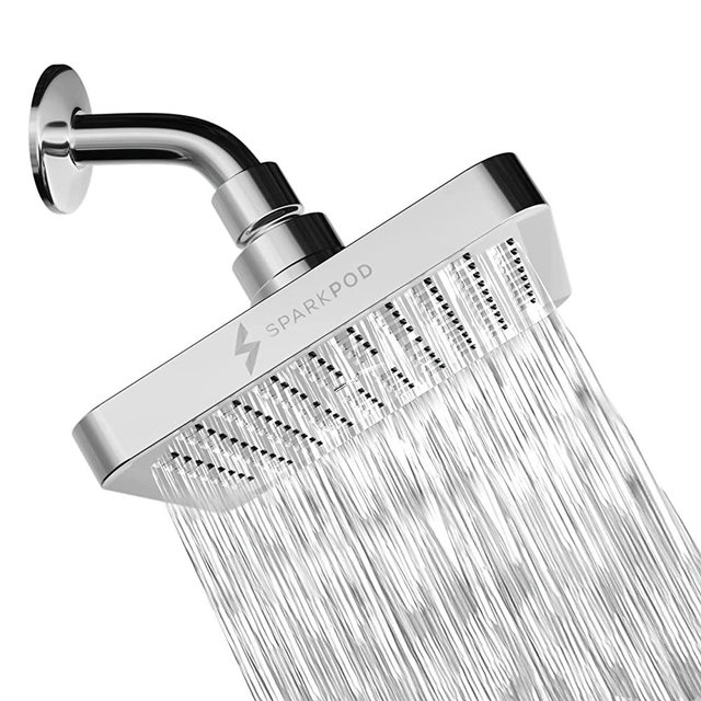 SparkPod Shower Head - High Pressure Rain - Luxury Modern Look - Tool-less 1-Min Install - The Perfect Adjustable Replacement For Your Bathroom Shower Heads (6" Square, Luxury Polished Chrome)