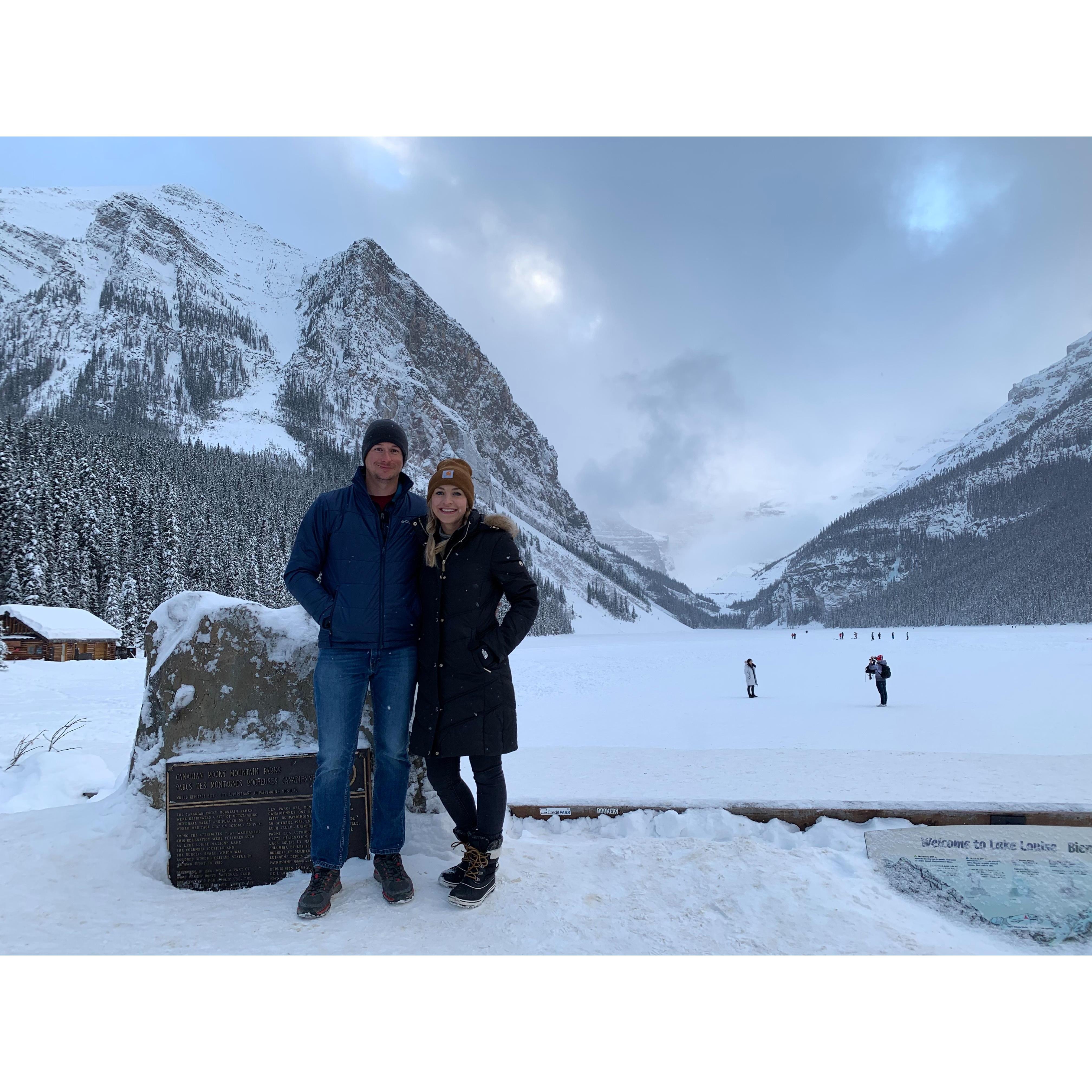 Our first trip to Banff we visited Lake Louise and the Chateau there! For our wedding we will be staying at the Chateau and doing our first look in front of the iconic blue lake!