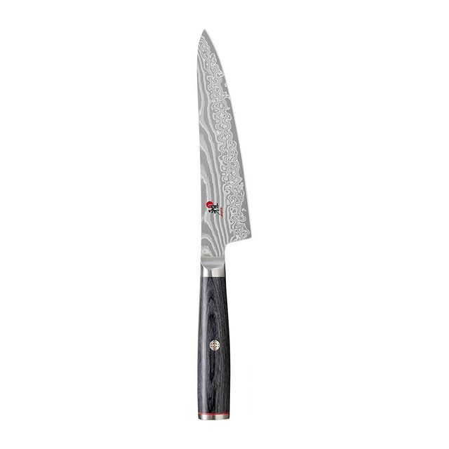 Miyabi Kaizen II Japanese 5.25-inch Prep Knife, Precision Kitchen Knife, Black Pakkawood Handle, 48-Layer Flower Damascus Pattern, Handcrafted in Seki, Japan