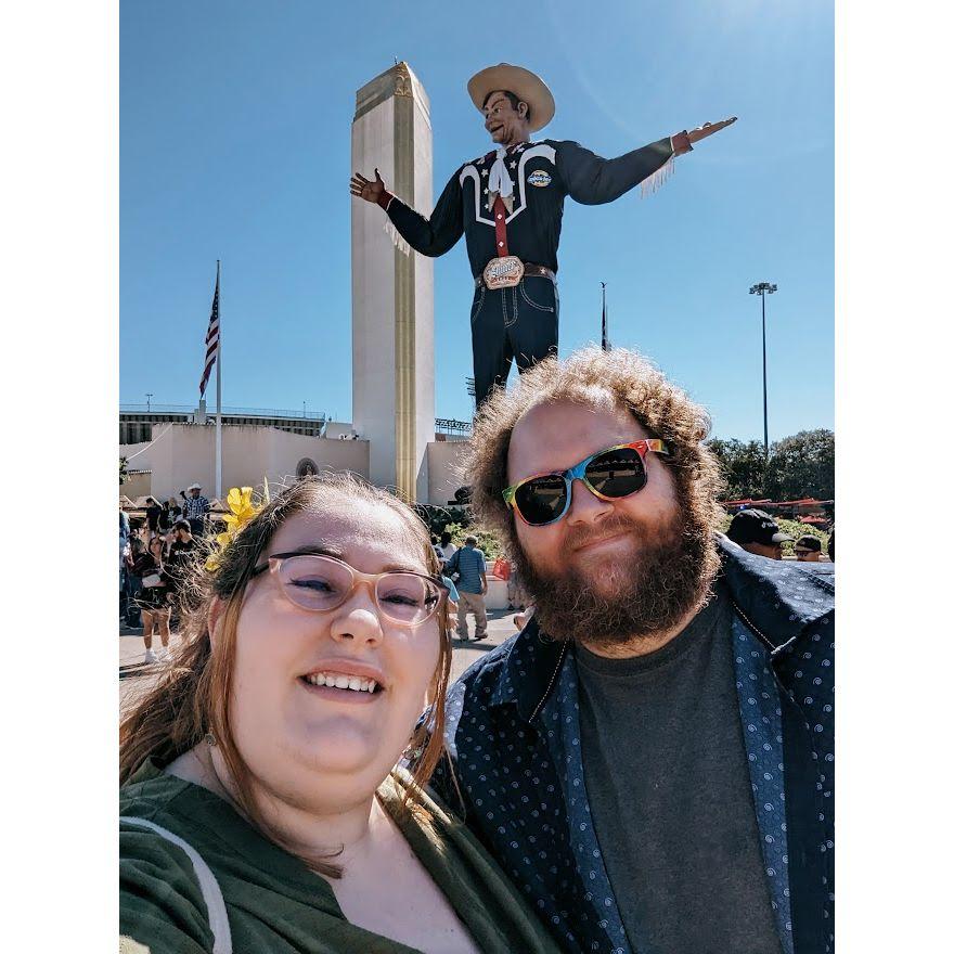 Warren's first visit to the State Fair to visit Big Tex and see Melanie's award winning jam!