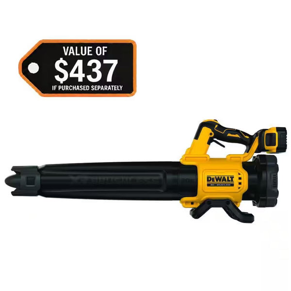 DEWALT 20V MAX 125 MPH 450 CFM Brushless Cordless Battery Powered Blower Kit with (1) 5 Ah Battery & Charger DCBL722P1