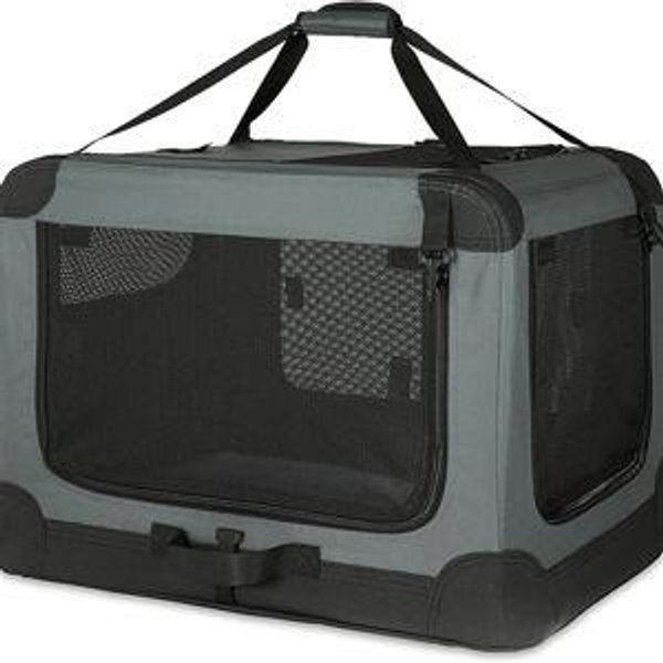 Portable Folding Soft Dog Crate Small 26" x 18" x 18", Grey
