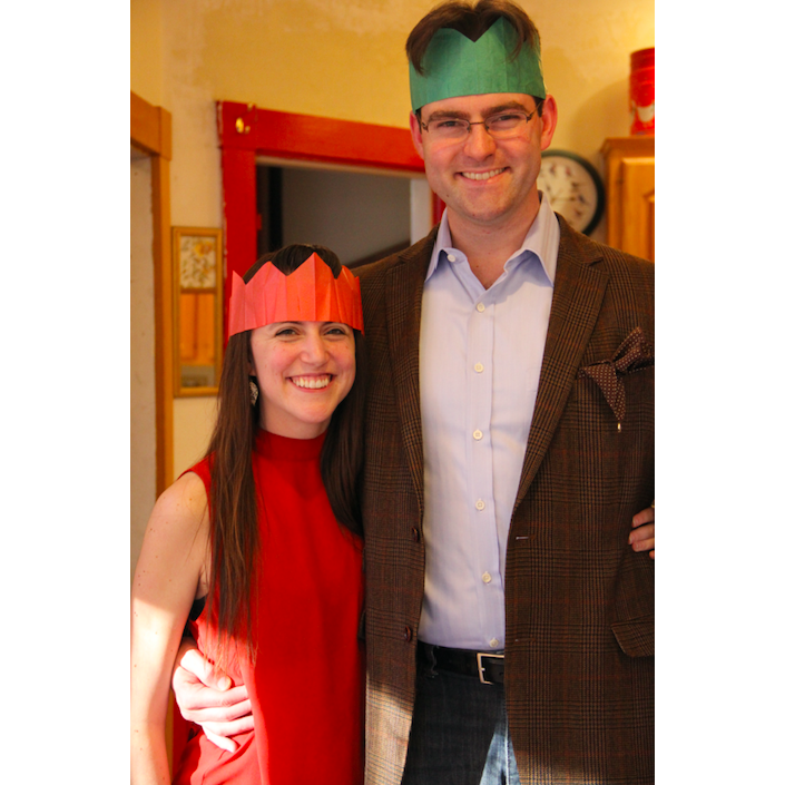 We got these paper crowns from Thanksgiving poppers & thought we looked swell