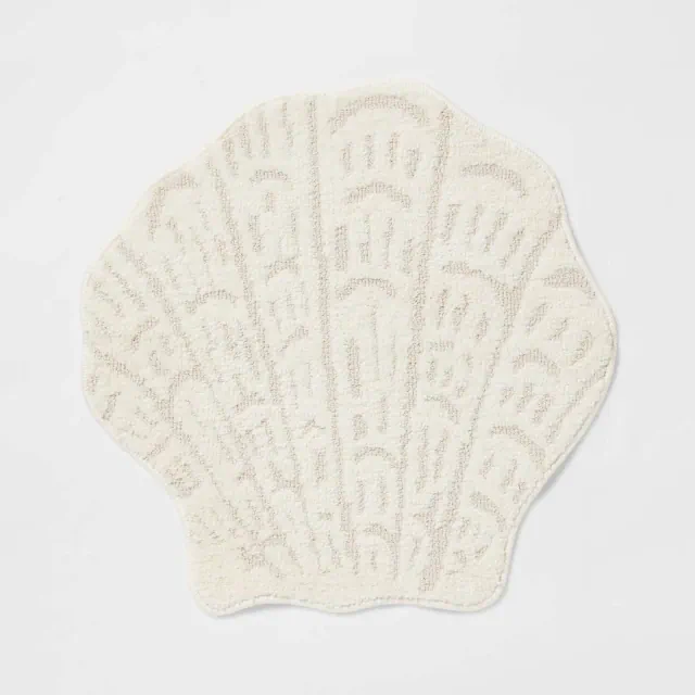 24"x24" Seashell Shaped Coastal Non-Skid Bath Rug - Threshold™