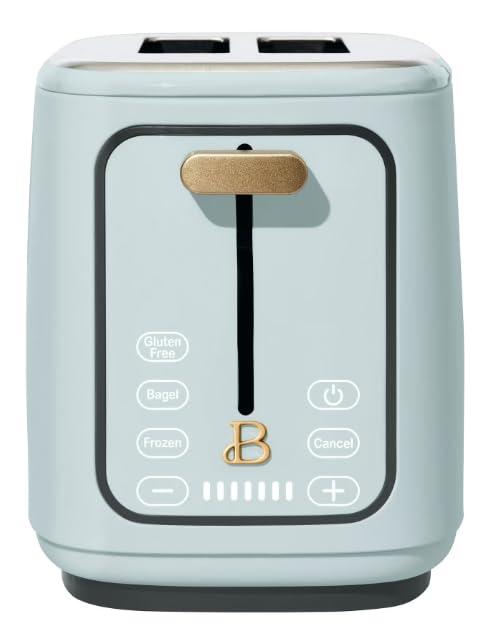 2 Slices Toaster with Touch-Activated Display, 7 Browning Settings, Bagel & Frozen Bread Presets, Slide-Out Crumb Tray Stylish Kitchen Toaster (Porcini-Taupe) (Hydrangea Blue)