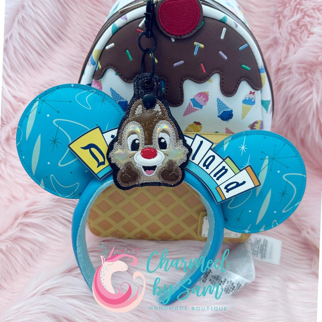 Glitter Dale Inspired Mouse Ears Headband Holder, Chip and Dale, Chipmunk Holder, Dale Keychain, Chip Hat Holder, Sunglasses Holder