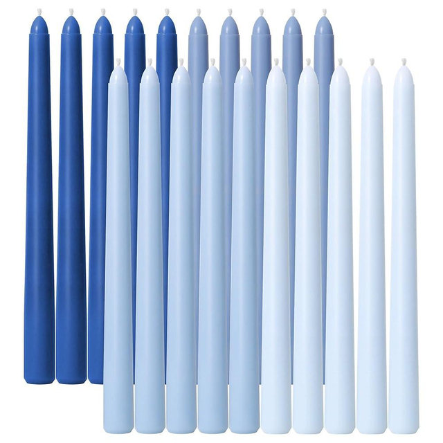 Viyffo 10 Inch Taper Candles Blue 20 Pack Unscented, Dripless, Smokeless Long Tall Tapered Candlesticks Wedding Home Decor Dinner-Natural Color Series