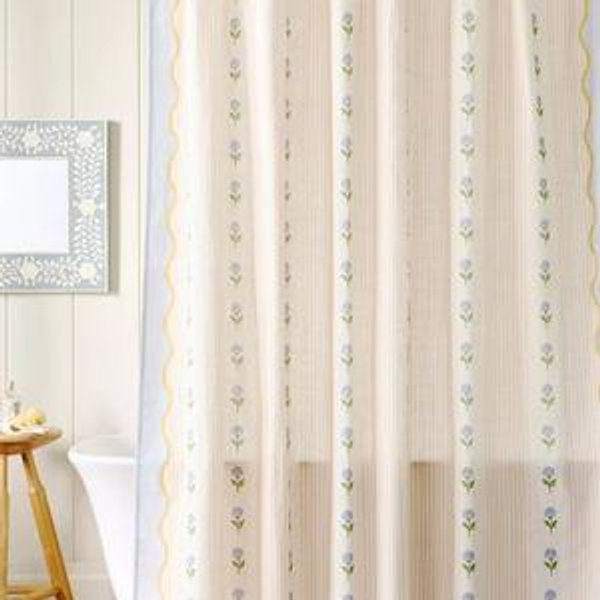 The Printed Cotton Slub Shower Curtain Collection