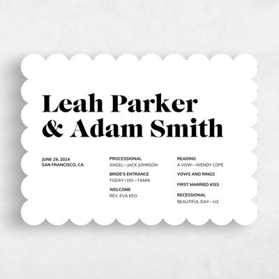 White Scalloped Wedding Program - Everett