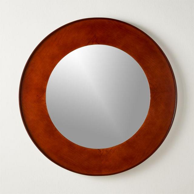 Round Olive Wood Mirror 48"