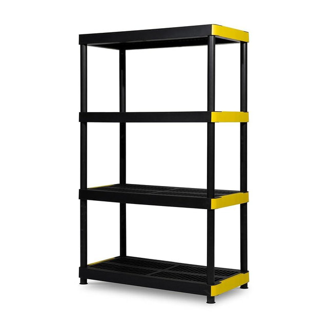 Simpli-Magic 4-Tier Heavy Duty Plastic Storage Shelving Unit, Garage & Basement Organizer, Modular Rack, 36 x 18 x 57 Inches, 200 lbs per Shelf, 800 lbs Total Capacity