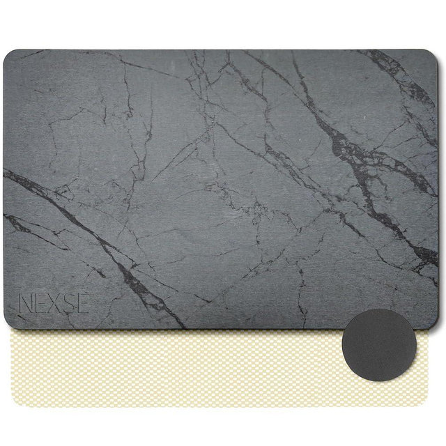 NEXSE Diatomaceous Stone Bath Mat XL (32" x 20") | Anti-Slip, Multi-Use Quick-Dry, Ultra Absorbent, Marble-Pattern Diatomite Mat | Gray
