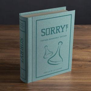 Sorry! Vintage Bookshelf Edition by WS Game Company - Classic Board Game in Linen-Wrapped Book Case with Retro 1958 Design, Wooden Pawns, and Full-Size Folding Game Board, for 2-4 Players, Ages 6+