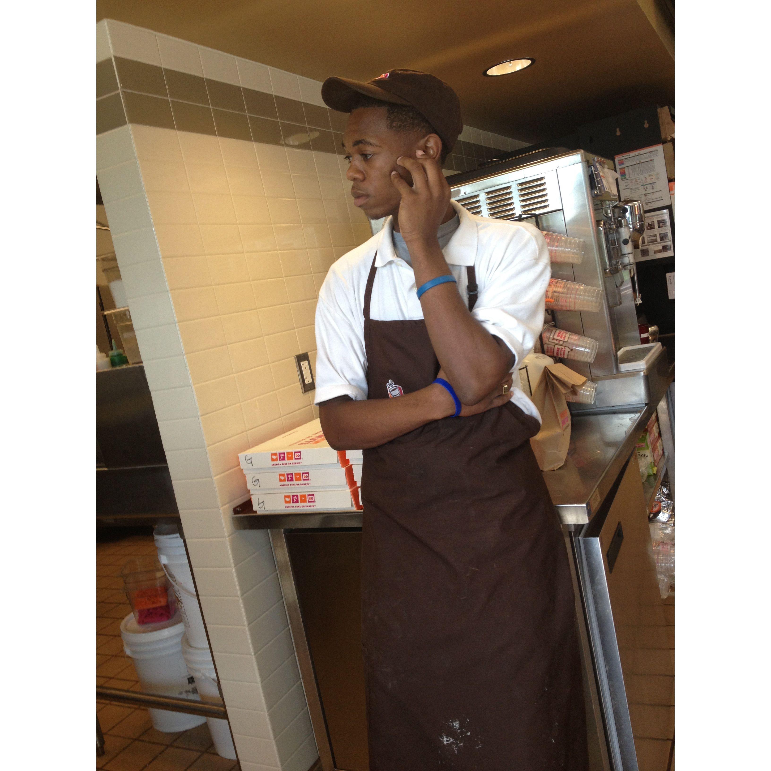 The very first time I laid eyes on him. I was 16 years old and was at my very 1st job, Dunkin' Donuts in Bossier City, Louisiana.