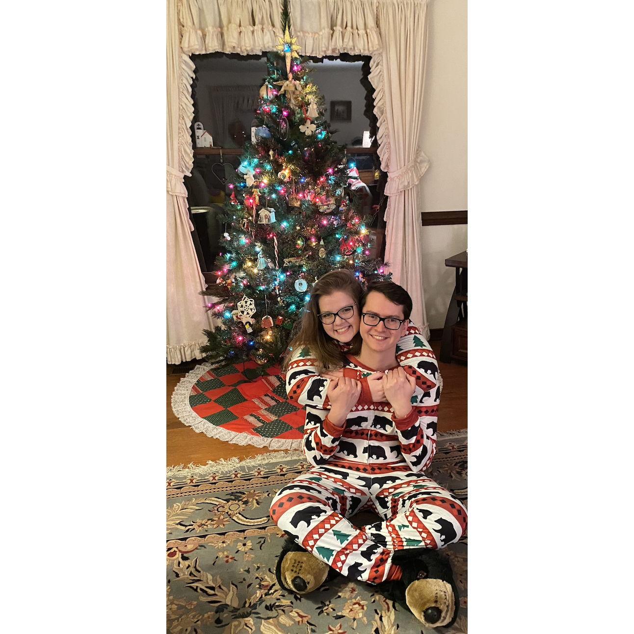 Our first Christmas in matching jammies at the Bergers!