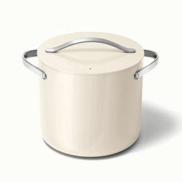 Caraway Home Cream Ceramic Stock Pot | 12 Quart Soup & Stock Pot