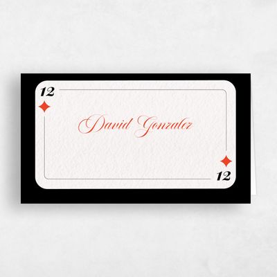 Tomato, Red Wedding Place Card - Hearts