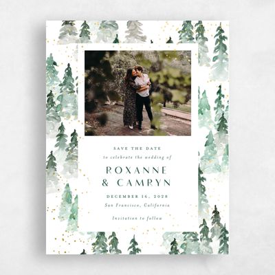 White Wedding Save the Date - Spruce Photo Foil