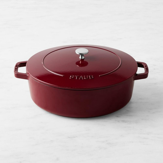 Staub Enameled Cast Iron Wide Oval Oven, 6 1/4-Qt., Cranberry