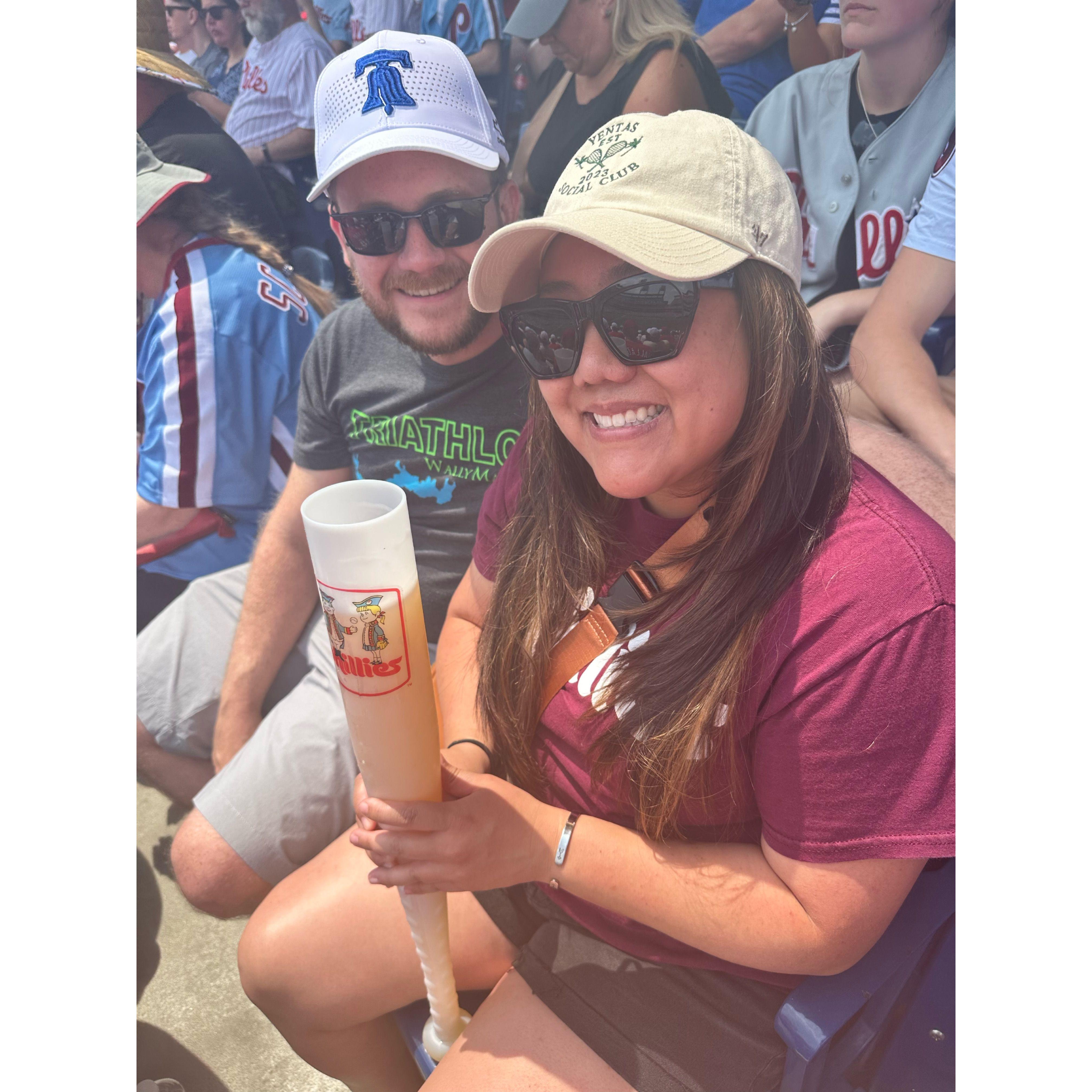 Jas' first beer bat.
