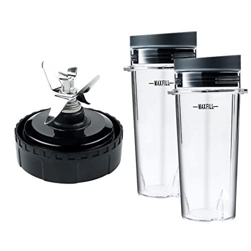 Replacement Parts for Nutri Ninja, Blender 6 FIN Blade Assembly and 2 Pack 16 oz Cup Set for BL770 BL780 BL660 Professional Blender