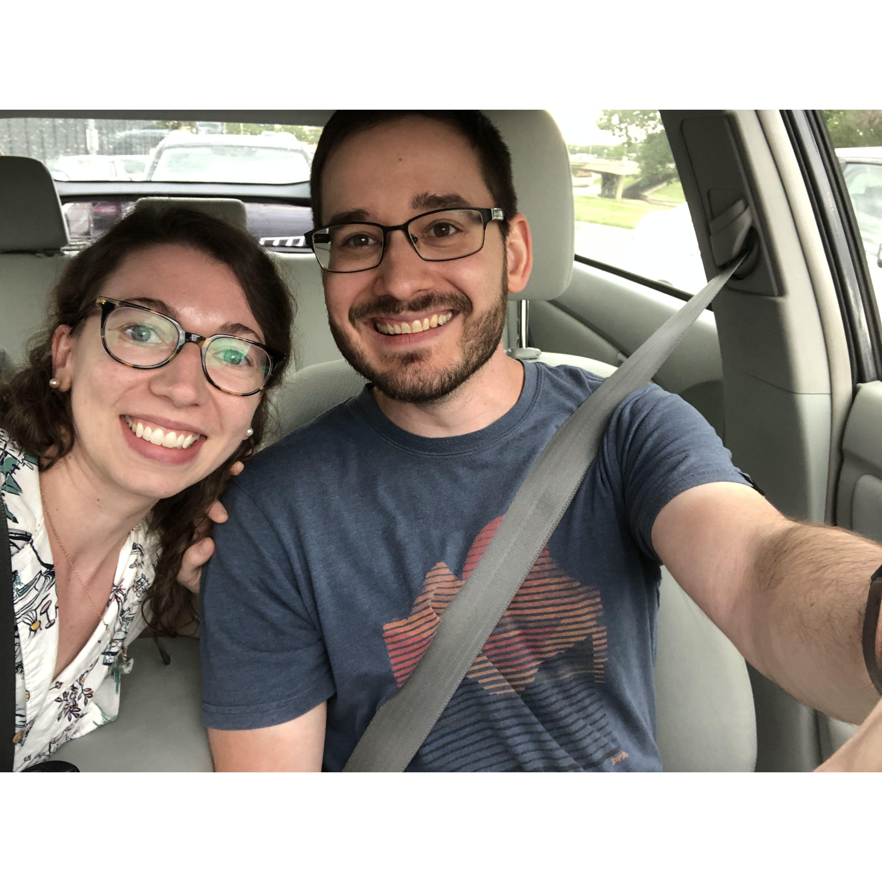 Spontaneous car selfie on my first visit out to meet Michael's family.