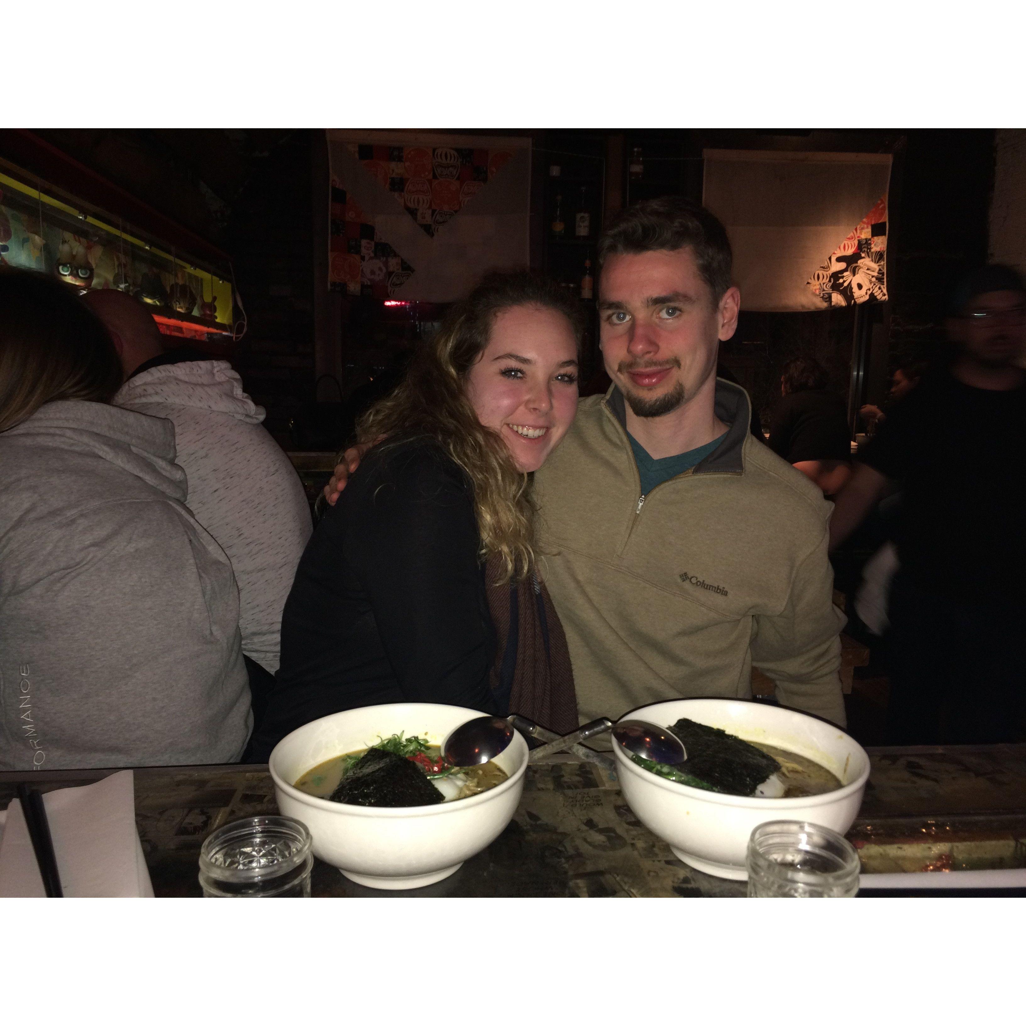 Olivia and Vince at one of their favorite restaurants, Toki Underground.