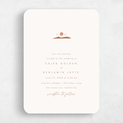 Beige Rounded Wedding Invitation - Paloverde Portrait