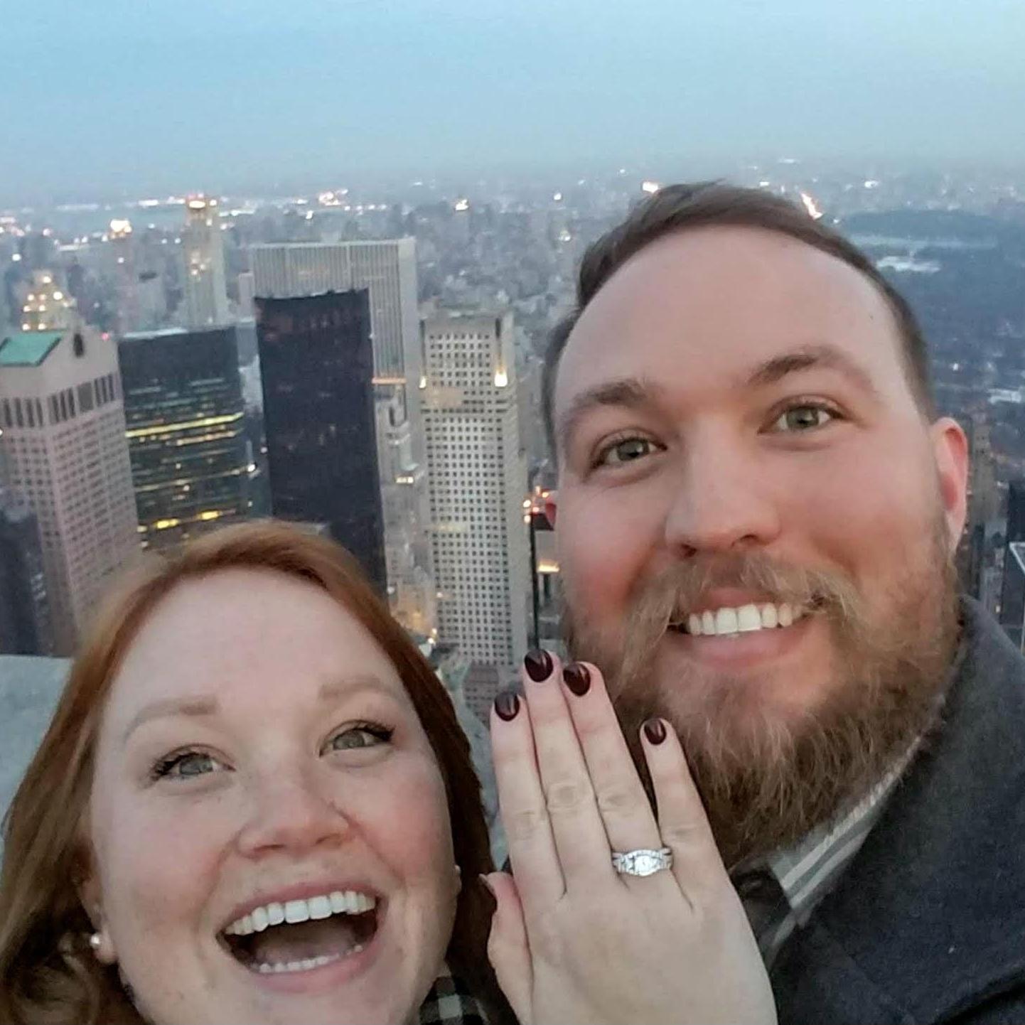 Minutes after he proposed at "Top of the Rock", New York!