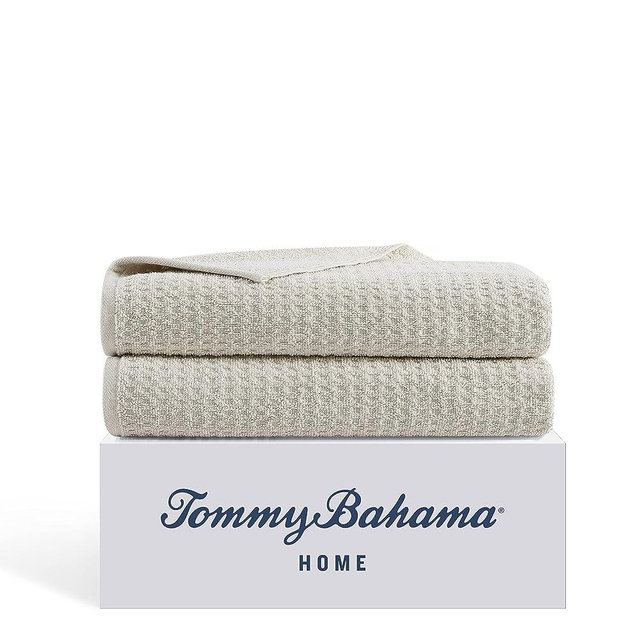 Tommy Bahama- Bath Sheet Set, Highly Absorbent Cotton Bathroom Decor, Low Linting & Fade Resistant (Northern Pacific Light Brown, 2 Piece)