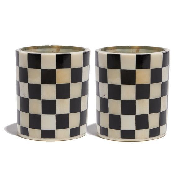 LELE SADOUGHI PAIR OF CHECKERED VOTIVE CANDLES