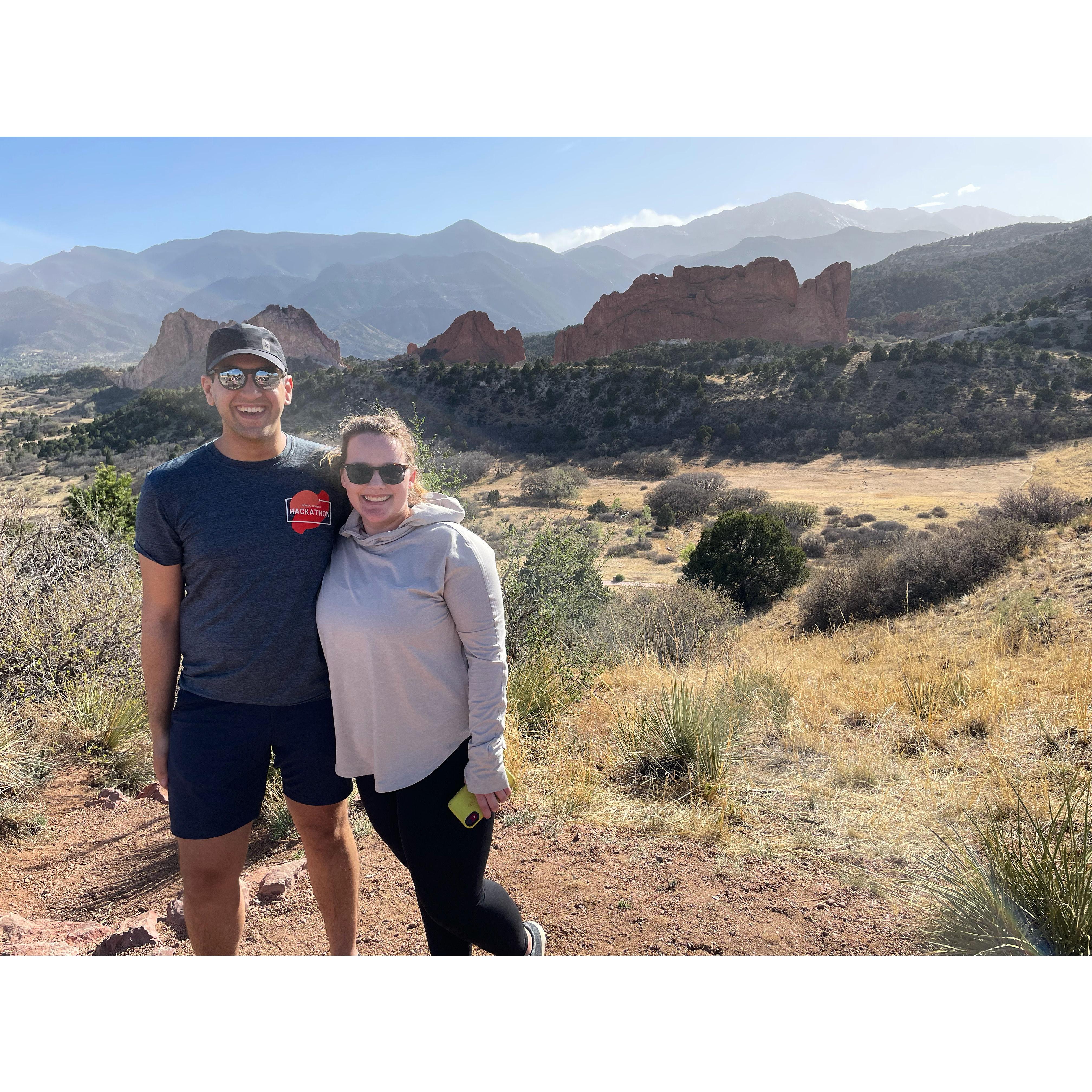 Visiting Denver! We've always loved to travel together, Sophie has just learned not to let Matt pick the hikes.