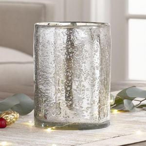Bubbled Silver Hurricane Candle Holder