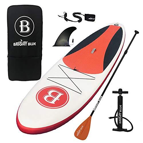 BRIGHT BLUE 10'6" Inflatable Stand Up Paddle Board (6" Thick) for All Round Touring ISUP Bundle Package with Pump,Paddle,Fin,Backpack,Leash
