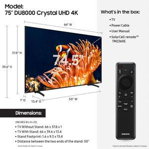 Samsung 75-Inch Class 4K Crystal UHD DU8000 Series HDR Smart TV w/Object Tracking Sound Lite, Motion Xcelerator, Ultra Slim Design, Gaming Hub, Alexa Built-in (UN75DU8000, 2024 Model)