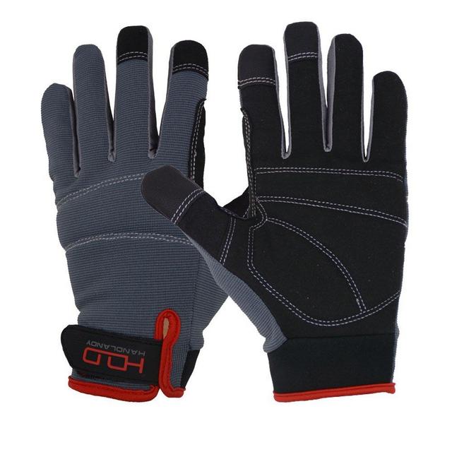 HANDLANDY Mens Work Gloves Touch Screen, Synthetic Leather Utility Gloves, Flexible Breathable Fit - Padded Knuckles & Palm (Medium)